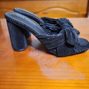 Cape Robbin Black Velvet Knot Block Heel Sandals